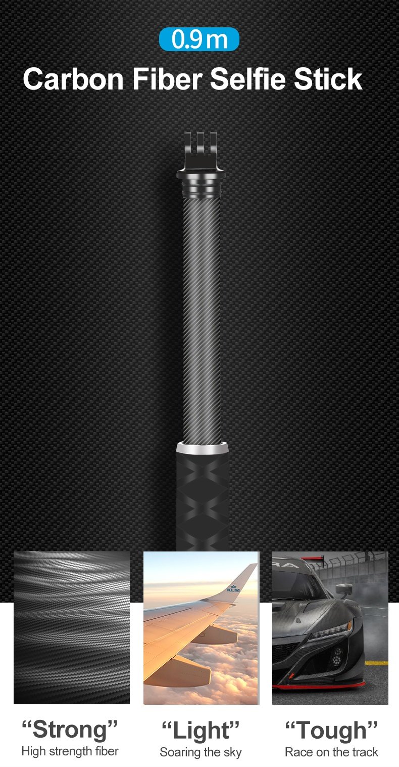 TELESIN TE-MNP-90T 90cm Carbon Fiber Extendable Selfie Monopod with Aluminum Tripod Stand india tiyana 1