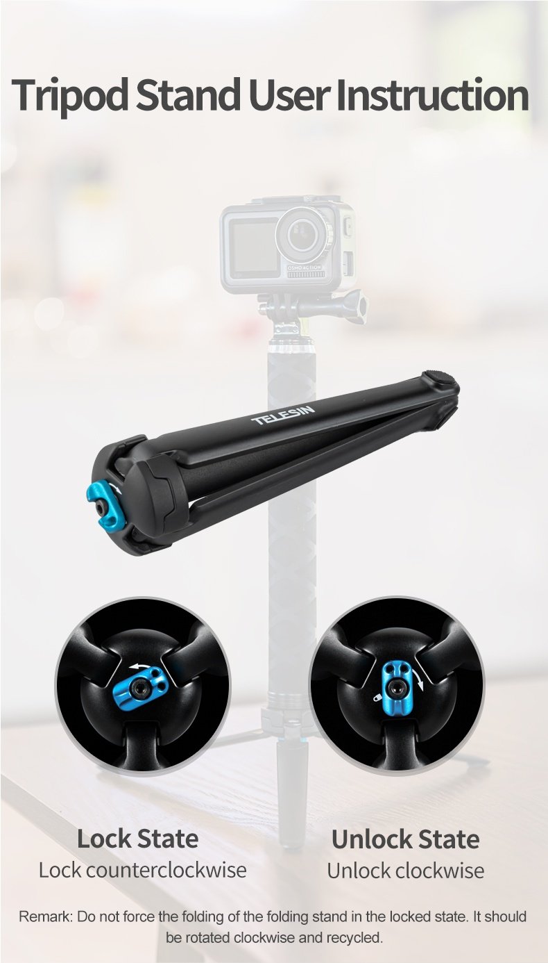 TELESIN TE-MNP-90T 90cm Carbon Fiber Extendable Selfie Monopod with Aluminum Tripod Stand india tiyana 8