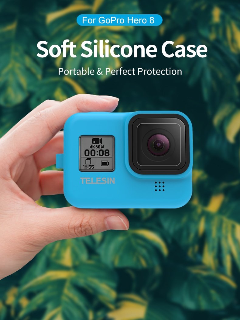 TELESIN GP-PTC-801 Blue Silicone Case with Lanyard Strap for GoPro HERO 8 india tiyana 1