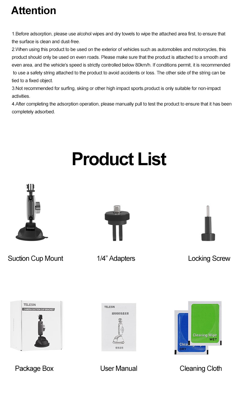 TELESIN TE-SUC-010 Camera Suction Cup Mount india tiyana 13