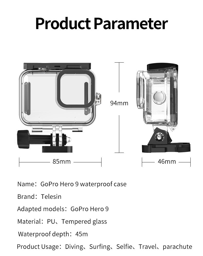 TELESIN GP-WTP-901 Waterproof Dive Case for GoPro Hero 9 india tiyana 18