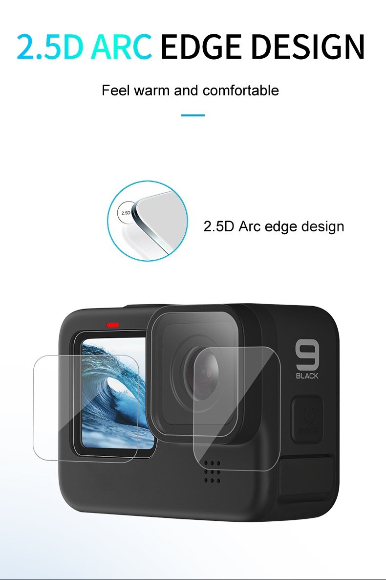TELESIN GP-FLM-901 Tempered Glass Screen & Lens Protective Film Cover For GoPro 9 india tiyana 8
