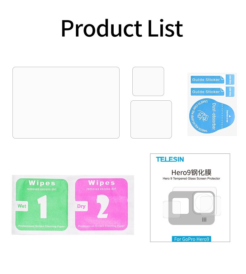 TELESIN GP-FLM-901 Tempered Glass Screen & Lens Protective Film Cover For GoPro 9 india tiyana 13