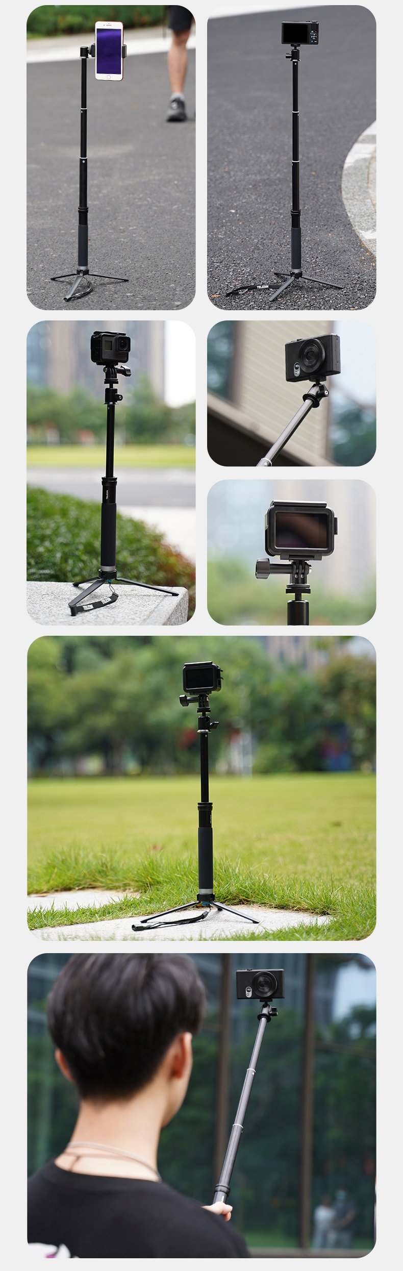 TELESIN GP-MNP-093-H 0.9m Aluminum Alloy Selfie Stick india tiyana 2
