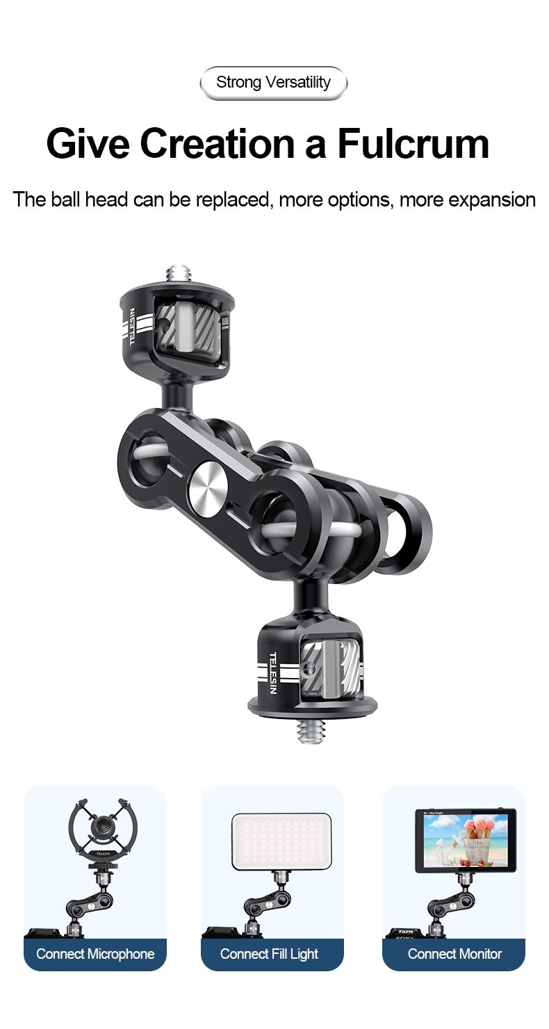 TELESIN TE-MUB-001 Magic Arm 360° Rotation Double Ball Head india tiyana 7