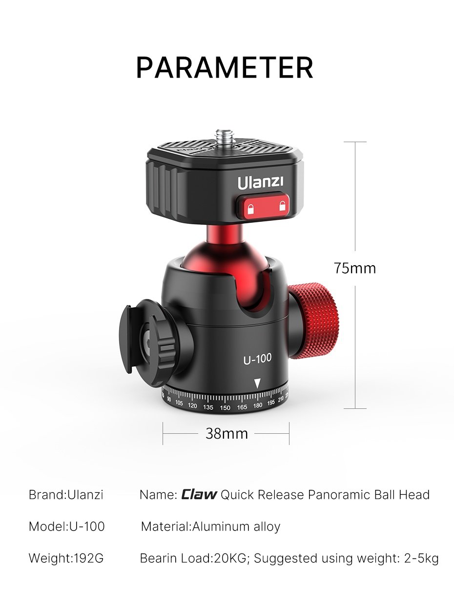Ulanzi 2305 U-100 Claw Quick Release Pan Ballhead INDIA TIYANA 11